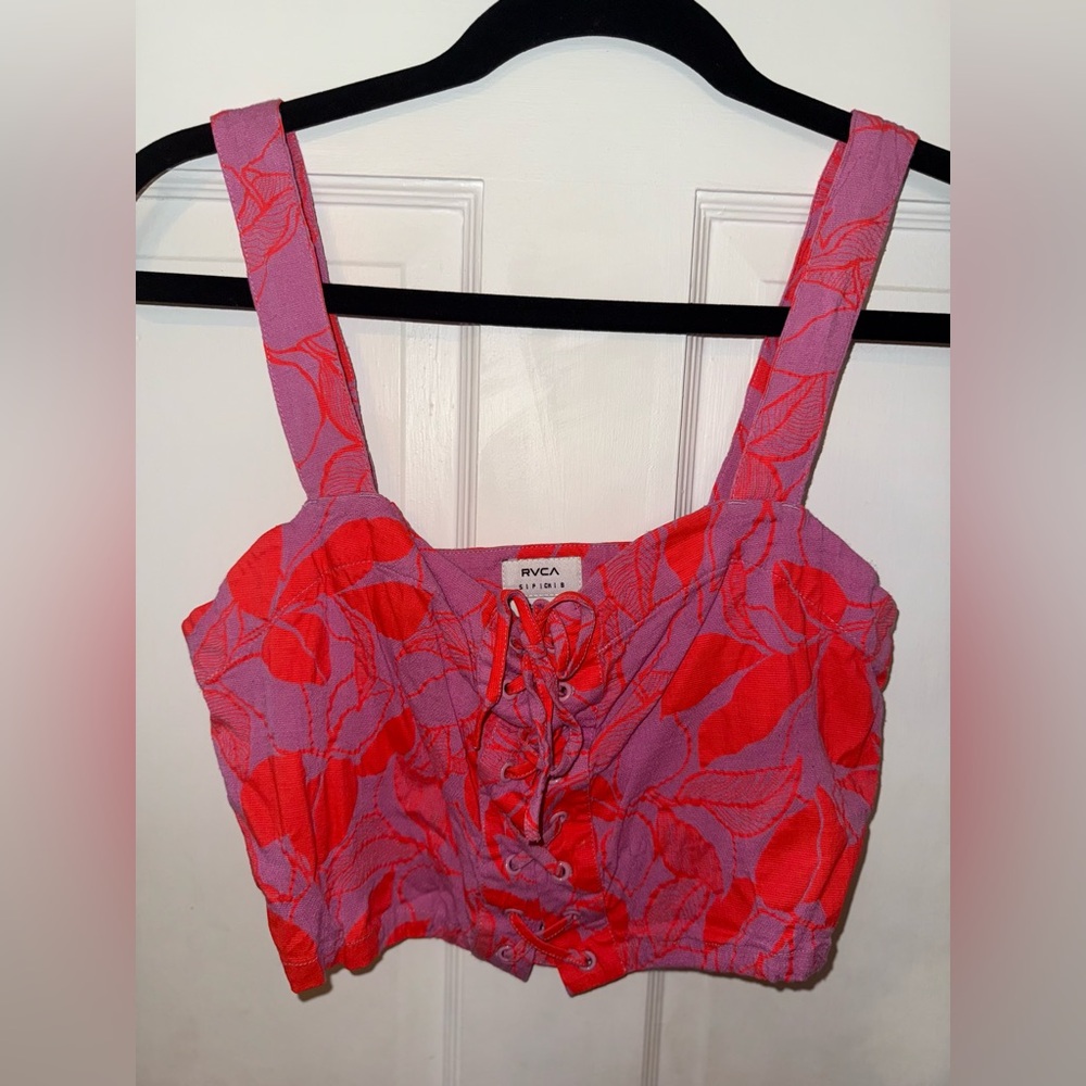 RVCA Red and Pink Floral Top